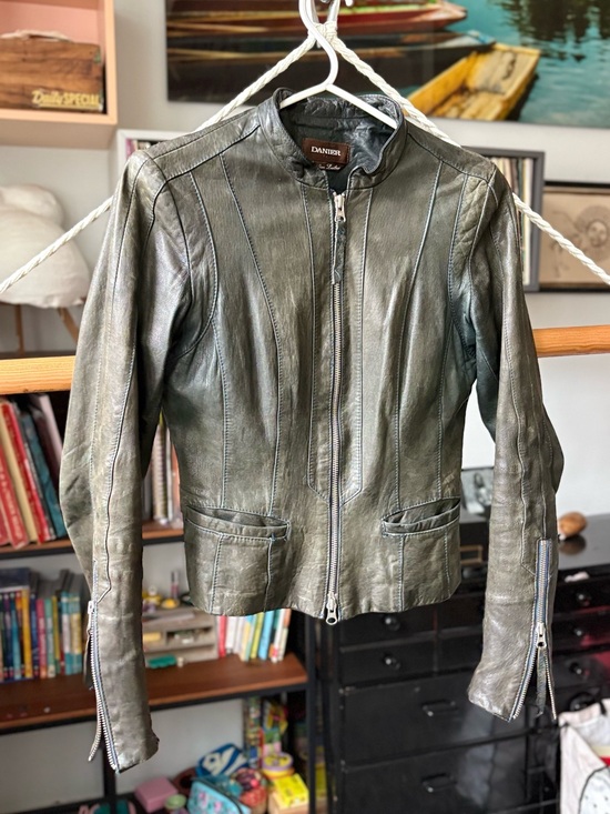 Danier Jackets & Blazers - Danier Olive Leather Moto Jacket